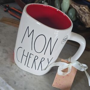 🍒Mon Cherry 2 Sided Mug Red Inside RAE DUNN NEW